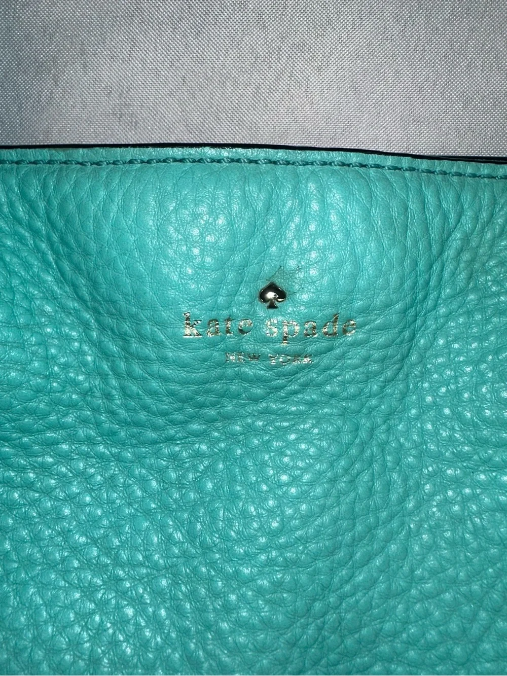 KATE SPADE Turquoise Satchel Purse Handbag Striped Interior Roomy
